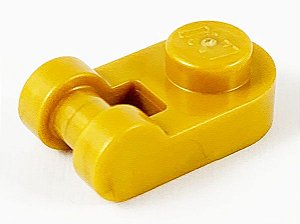 Placa Modificada 1x1 arredondada com alça de barra Dourada Perolada