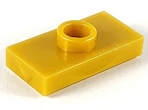 Placa Modificada 1x2 com botão Duourada Perolada