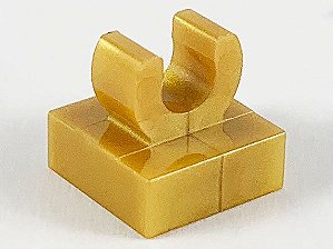 Placa Modificada 1x1 com clip Dourada Perolada