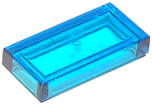 Placa Lisa 1x2 com Ranhura Translúcida Azul Escura