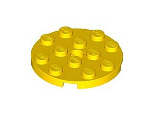 Placa redonda 4x4 com furo Amarela