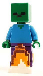 Minifigura Lego Minecraft - Zumbi com Base de Fogo