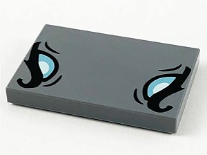 Placa Lisa 2x3 com Olhos de Rinoceronte Cinza Escura
