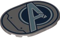 Placa Lisa Oval 6x8 com logo dos Vingadores (Avengers) Cinza Prateada