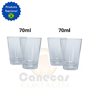 100 Copos de Shot Dose Acrílico 70ml TRANSPARENTE – SEM PERSONALIZAÇÃO
