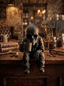 Boneco Caveira Tomando Café - Impressão 3D