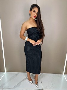Vestido Listras Metalizadas - Open
