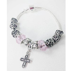 Pulseira Cristal/Metal 12mm Rosa