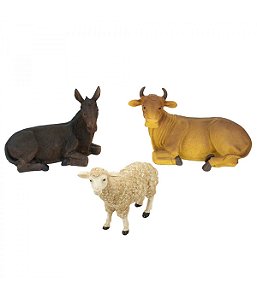 Presépio Animais - Burro, Boi e Ovelha 26 CM