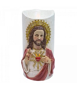 Vela Artificial Luminária Sagrado Coração de Jesus  17,5 CM