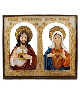 Quadro Sagrado Coração de Jesus e Maria 25x30cm
