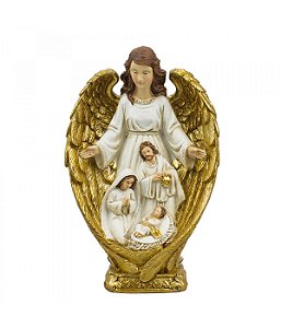 Presépio Sagrada Família Envolto Anjo da Guarda 22,5 CM