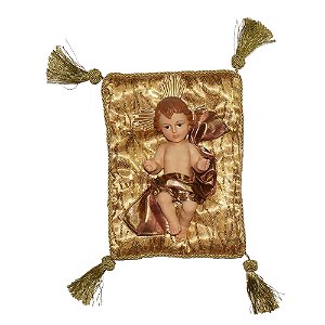 Menino Jesus 25 CM com Almofada Dourada