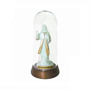 Jesus Misericordioso Acrílico Redoma com Base Ouro Velho 13 CM