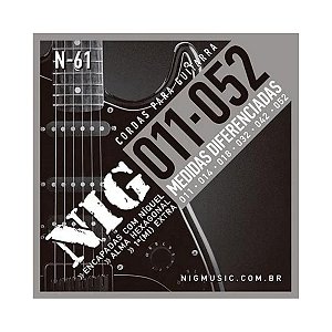 ENCORDOAMENTO PARA GUITARRA NIG N61 011 - 052 COM PALHETA E MI EXTRA