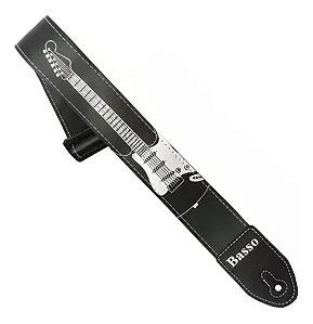 CORREIA 5CM BASSO COURO GUITARRA ESTAMPADO SF30