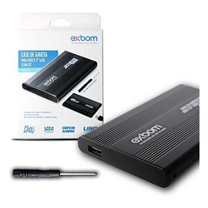 Case de Gaveta Exbom Para Hdd 2.5 Sata Slim Ext Cghd-10