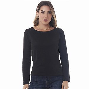 Blusa Feminina Manga Longa  Lãnzinha Confy Preta