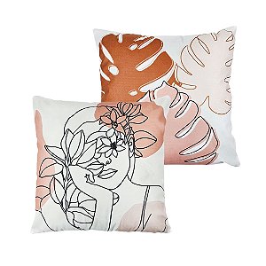 Jogo 2 Capa Almofada Boho Tropital Minimalista - 42cm x 42cm MD2