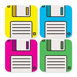 Porta Copos - Disquete Retro - 4 uni