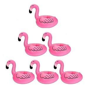 Kit 6 Bóias de Piscina Porta Copo - Flamingo