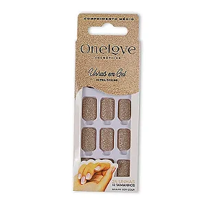 Combo unhas postiças Cream Glitter SC mais Cola de 5g