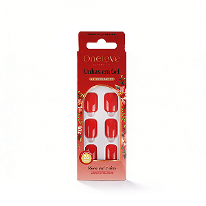 Unhas Postiças Autocolantes Vermelho Gloss