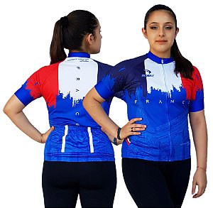 CAMISA CICLISMO FEMININA FRANÇA SÓDBIKE, PROTEÇÃO SOLAR 20, ZIPER FULL