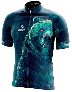 CAMISA CICLISMO MASCULINA SÓDBIKE, PROTEÇÃO SOLAR 20, ZIPER FULL, URSO