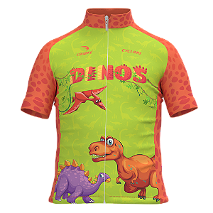 CAMISA CICLISMO INFANTIL SÓDBIKE, PROTEÇÃO SOLAR 20, ZIPER FULL, DINO
