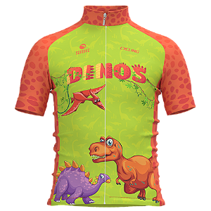 CAMISA CICLISMO INFANTIL SÓDBIKE, PROTEÇÃO SOLAR 20, ZIPER FULL, DINO