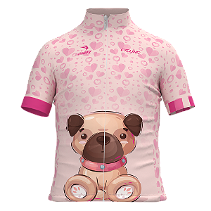 CAMISA CICLISMO INFANTIL SÓDBIKE, PROTEÇÃO SOLAR 20, ZIPER FULL, CACHORRO