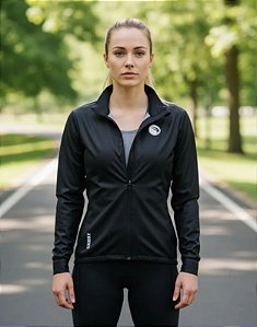 CORTA VENTO CICLISMO FEMININO SÓDBIKE, 3 BOLSOS, ZIPER FULL, PRETO