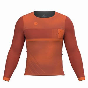 CAMISA CICLISMO UNISSEX BASIC SÓDBIKE, MANGA LONGA, SEM ZIPER, CORTE LASER, COBRE