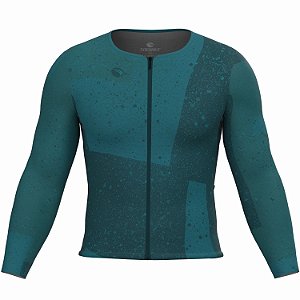 CAMISA CICLISMO UNISSEX SOFT SÓDBIKE, ZIPER FULL, MANGA LONGA, CORTE LASER, PETRÓLEO
