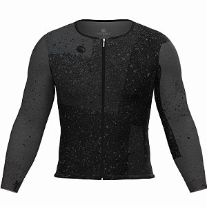 CAMISA CICLISMO UNISSEX SOFT SÓDBIKE, ZIPER FULL, MANGA LONGA, CORTE LASER, PRETA