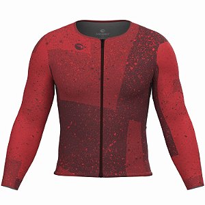 CAMISA CICLISMO UNISSEX SOFT SÓDBIKE, ZIPER FULL, MANGA LONGA, CORTE LASER, VERMELHA