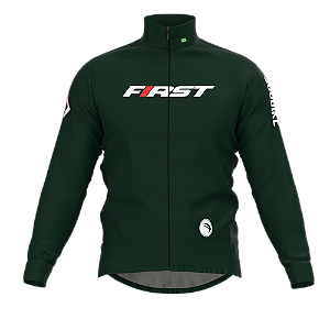 CORTA VENTO CICLISMO MASCULINO FIRST, 3 BOLSOS, ZIPER FULL, VERDE BANDEIRA