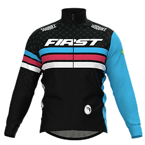 CORTA VENTO CICLISMO MASCULINA FIRST, 3 BOLSOS, ZIPER FULL