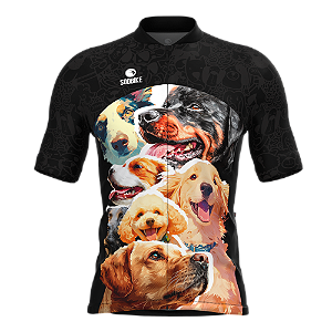 CAMISA CICLISMO MASCULINA SÓDBIKE, PROTEÇÃO SOLAR 20, ZIPER FULL, CACHORRO