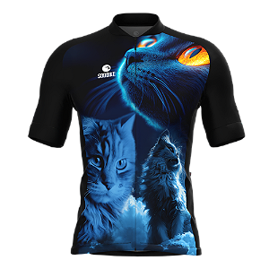 CAMISA CICLISMO MASCULINA SÓDBIKE, PROTEÇÃO SOLAR 20, ZIPER FULL, GATO