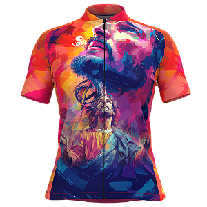 CAMISA CICLISMO FEMININA SÓDBIKE, PROTEÇÃO SOLAR 20, ZIPER FULL, JESUS