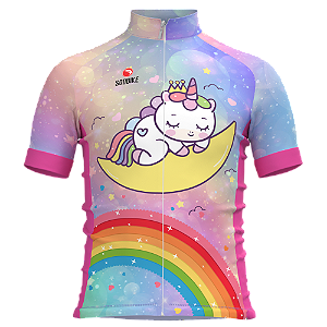 CAMISA CICLISMO INFANTIL SÓDBIKE, PROTEÇÃO SOLAR 20, ZIPER FULL, UNICÓRNIO