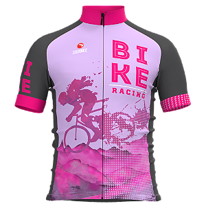 CAMISA CICLISMO INFANTIL SÓDBIKE, PROTEÇÃO SOLAR 20, ZIPER FULL, RACING PINK