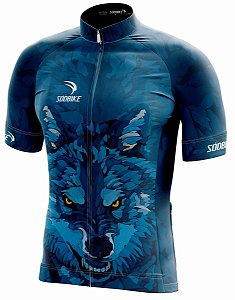 CAMISA CICLISMO MASCULINA SÓDBIKE, PROTEÇÃO SOLAR 20, ZIPER FULL, LOBO