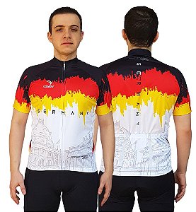 CAMISA CICLISMO MASCULINA ALEMANHA SÓDBIKE, PROTEÇÃO SOLAR 20, ZIPER FULL