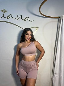 Conjunto Ombro Único Rosê Fitness