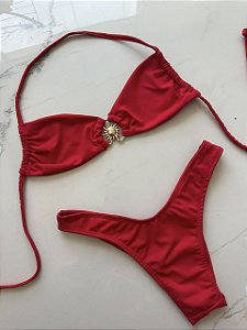 Biquíni Borboleta Vermelho Praia