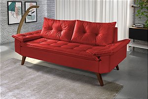 Sofá Bariloche Courino Vermelho 3 lugares