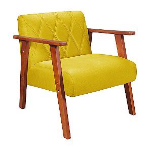 Poltrona Madri Para Sala ou Recepção em Suede Amarelo - Madri